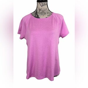 Talbots Activewear Pink Short Sleeve Top Size M Workout Breathable Fabric